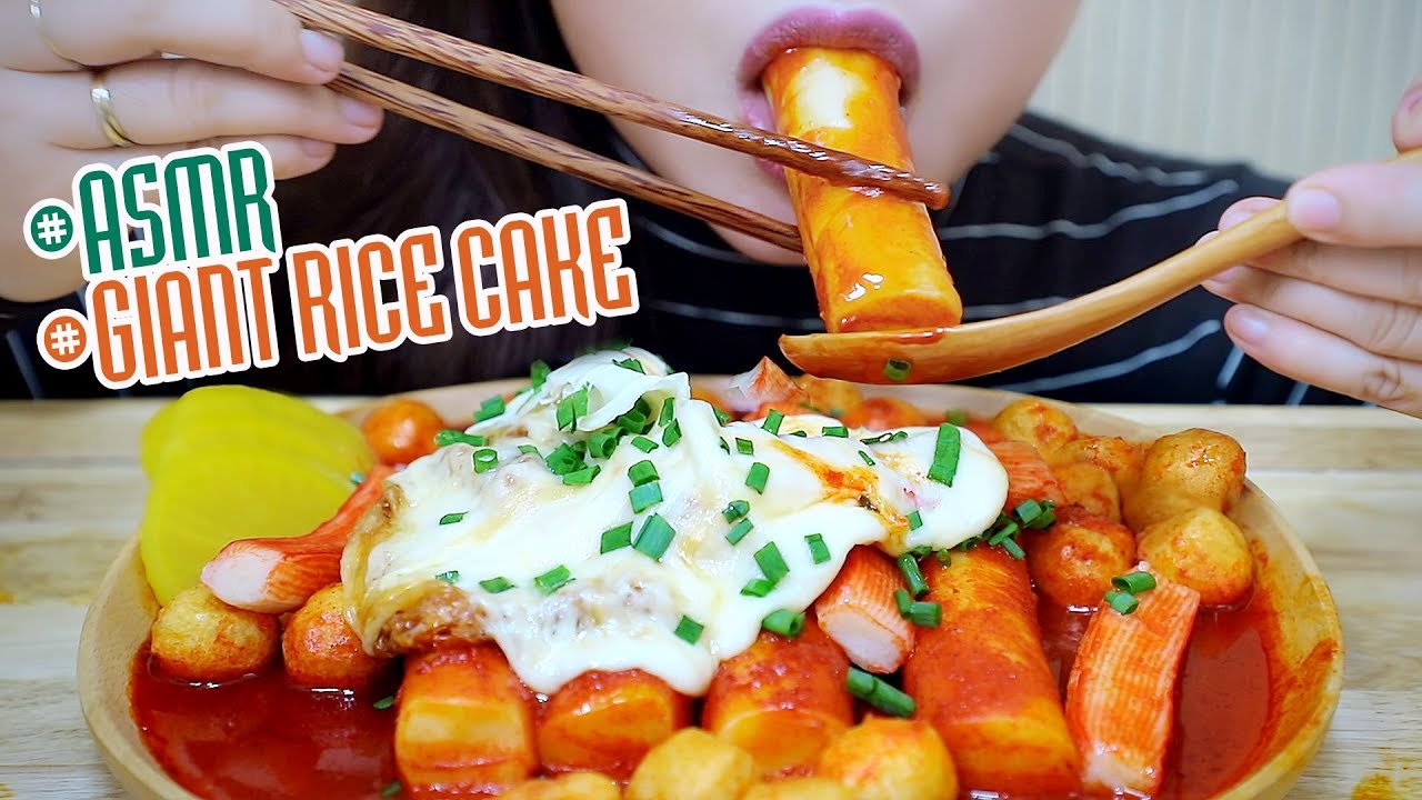 ASMR chessy Giant ttoekbokki (korean rice cake) with crab sticks,CHEWY