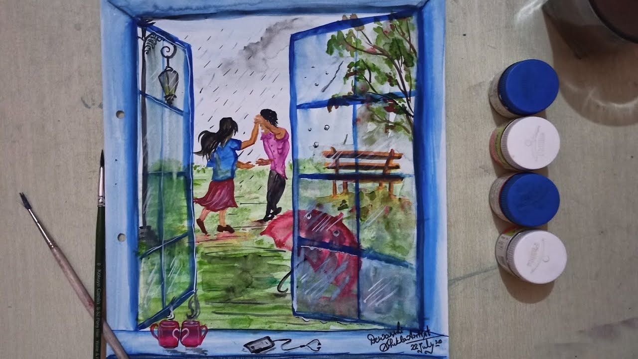 Beautiful watercolor painting || Dancing couple in rain || - YouTube Watercolor People Dancing