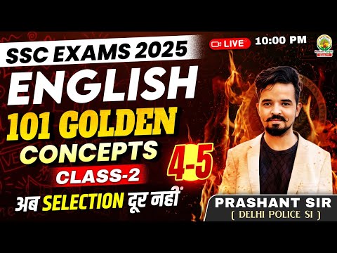 Class 02 | 101 Golden Concepts | SSC EXAMS 2025 | English By Prashant SIr #ssc #2025 #english