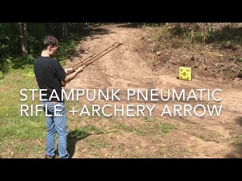 Pneumatic steampunk rifle + archery arrows