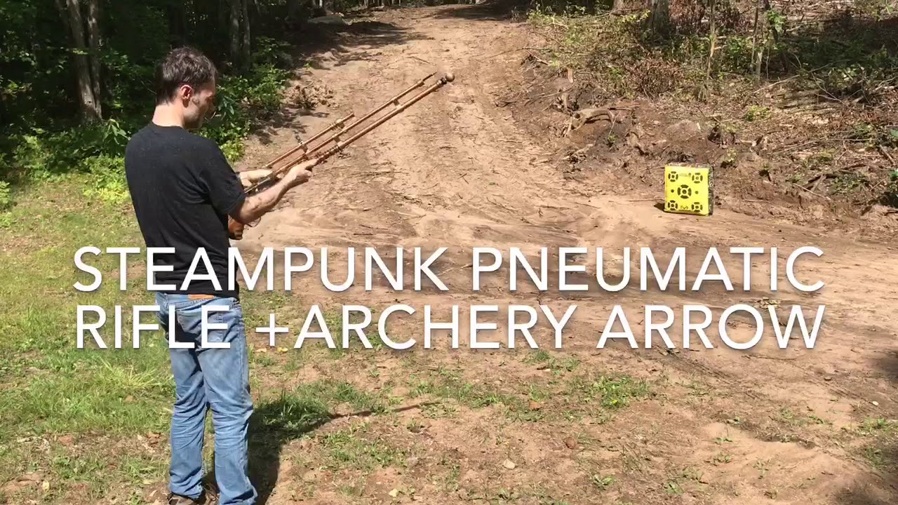 Pneumatic steampunk rifle + archery arrows