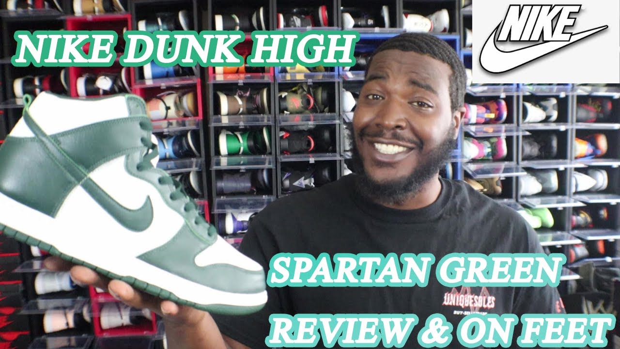 dunk high spartan green on feet