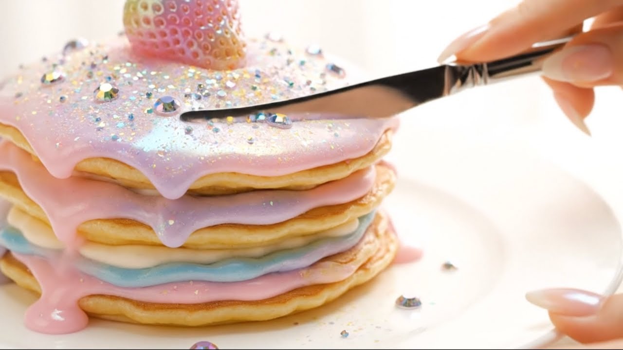 ASMR Rainbow Pancakes 🌈 | Soothing AI Cooking Sounds & Visuals