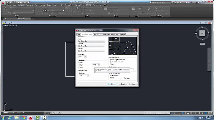 AutoCAD I  16-06 Dimension Style   Symbols and Arrow Tab