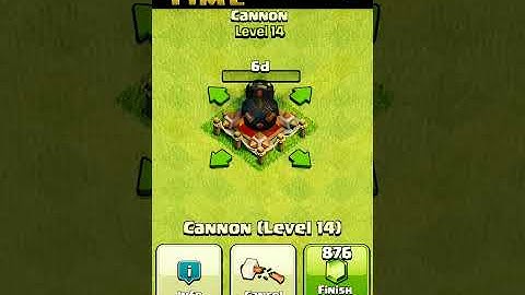 Level 1 to 20 Cost and Time for Cannon Upgrade - Clash of Clans | COC #shorts