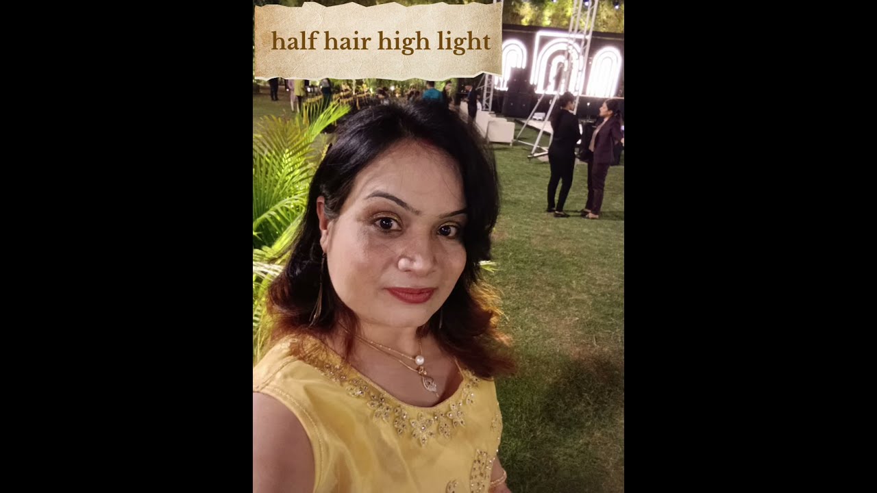 Hair highliting! half hair golden colour!self hair colour! 7.3 garnier golden colour  application !