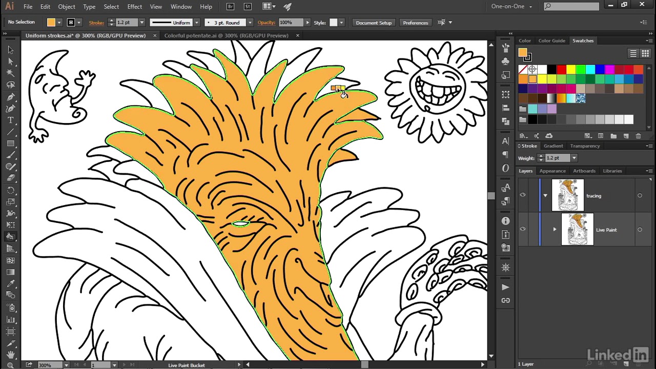 Adobe Illustrator CS6 P101 Coloring traced or freeform line art