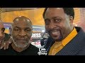 MIKE TYSON EMBRACES TOMMY HEARNS & SHOWS HIM MAD LOVE, 2 LIVING LEGENDS