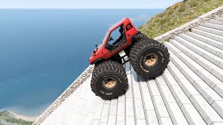Truck Monster Car VS Stairs Jump Extreme Test Suspension #94 BeamNG drive