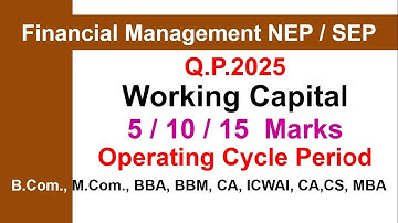Operating Cycle, Working Capital - Financial Management