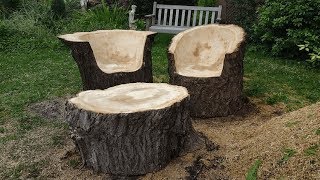 How To Make Chainsaw Carving A Chair, Techniques Wood Cutting Woodworking Carpenters Dexterity