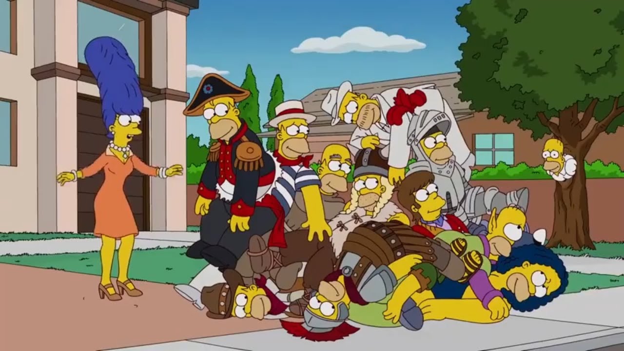 симпсоны барт и мэгги. симпсоны домик ужасов на дереве. симпсоны дом ужасов. симпсоны treehouse of horror. бомж из симпсонов.