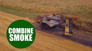 Two expensive combine harvesters were spotted on fire