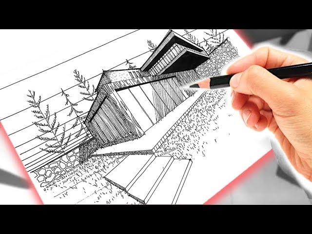  Dibujo de una casa usando PERSPECTIVA A DOS PUNTOS DE FUGA