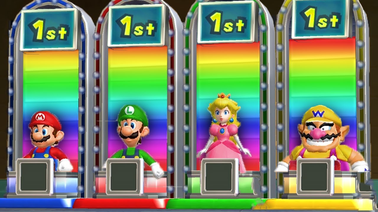 Mario Party 9 - Minigames - Mario vs Luigi vs Peach vs Wario (Master CPU)