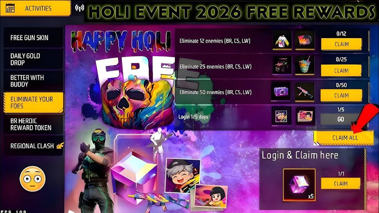 Holi Special All Free Rewards 2026 🎁🫟Magic Cube Kab Milega | Holi Event Free Rewards Free Fire 2026 