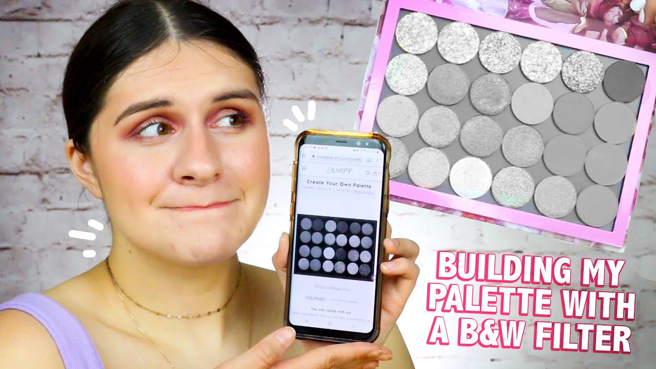 I built my own eyeshadow palette with a black and white filter...