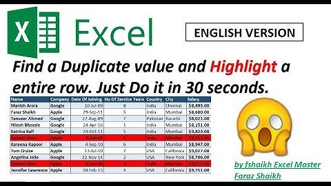 Find Duplicate & Highlight Entire Row (Just In 30 Seconds)