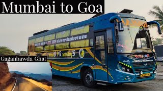 MUMBAI TO GOA BUS JOURNEY VIA GAGANBAWDA GHAT | CABIN RIDE | ROSHAN TRAVELS #BHARATBENZ BUS | VLOG🔥