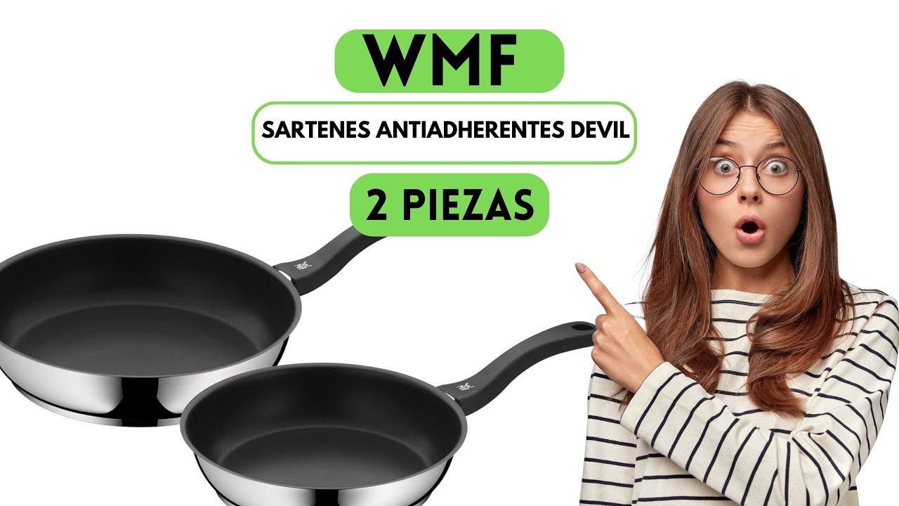 WMF Juego de 2 sartenes antiadherentes Devil 24 28 cm, de acero inoxidable  y revestimiento 