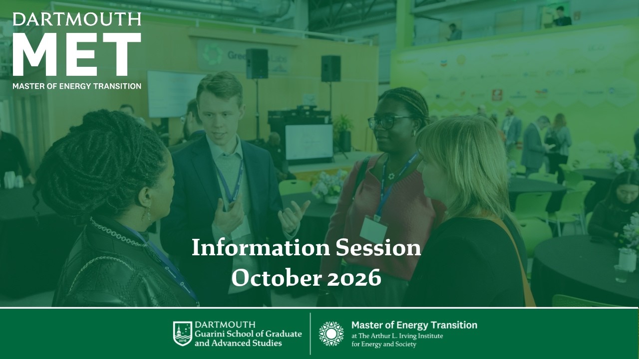 Info Session: Dartmouth Master of Energy Transition | October 2026