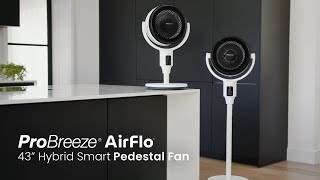 Pro Breeze AirFlo 43" Smart Hybrid Pedestal Fan and Ultra-Quiet Air Circulator