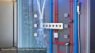 Luxury LED Shower Panel System with Rainfall Waterfall and Body Spray Features