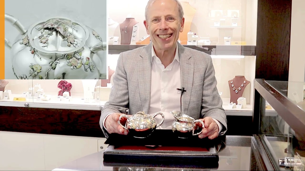 Japanese Silver And Enamel Cream Jug And Sugar Bowl - Antique Circa 1890