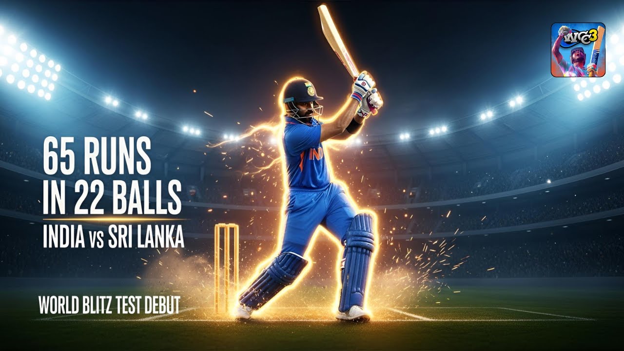 WCC3 World Blitz Test Debut | India vs Sri Lanka | 65 Runs in 22 Balls | Epic Match Highlights!