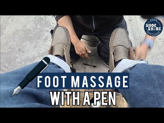 S5E192 Foot Massage with a Pen & shoe shine service #ASMR #shoeshine #faustoarizmendi class=