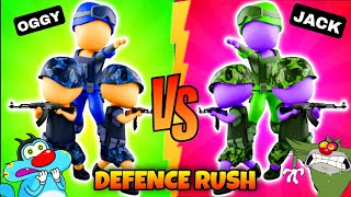 OGGY AND JACK PLAYING DEFENCE RUSH GAME | NOOB PRO HACKER | OGGY GAME | DADDY GAMING