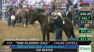 ARHFA Oil Can Classic Futurity Heading Champion Colby Lovell Riding NRR Playboy Cole
