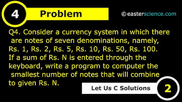 Write a C program to computer the smallest number of notes that will combine to given Rs. N.