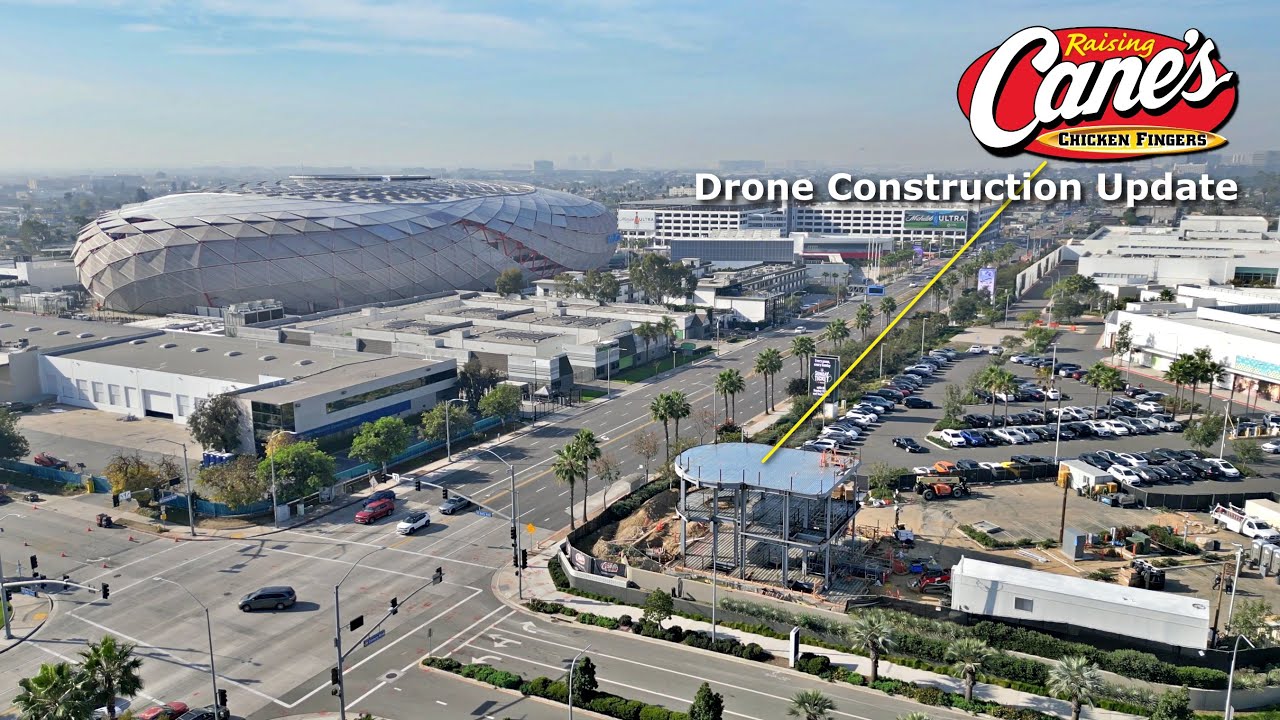 Обновление информации о строительстве объектов Raising Cane’s с использованием дронов в Hollywood...