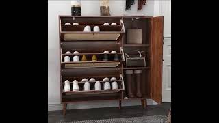 Large Capacity Rattan Shoe Cabinet With 3 Flip Drawers Giratree