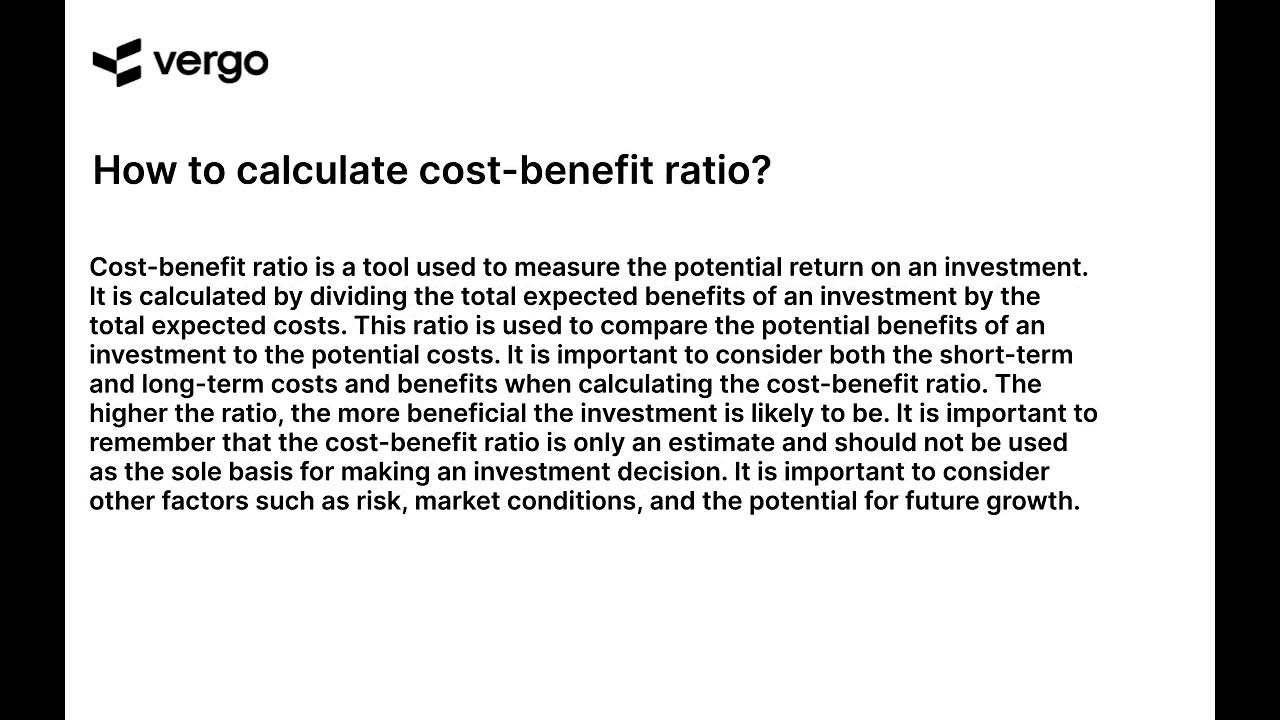 Calculating CostBenefit Ratio A StepbyStep Guide YouTube