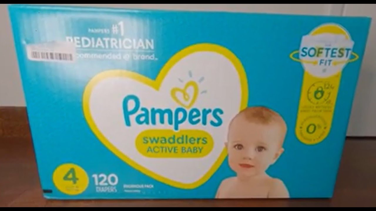 Pampers Swaddlers Active Baby Disposable DiapersSize 4 Unboxing 幫寶適