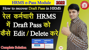 How to edit or delete Draft Pass in HRMS in 2022 | What is Draft Pass in HRMS | Ravi Jorwal