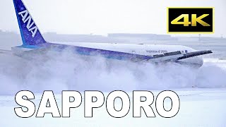 [4K] ANA 777 × JAL A350 - Sapporo New Chitose Airport in winter / 雪の新千歳空港