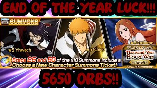 NO ONE CAN BE LUCKIER THAN THIS!!? TYBW EOY SUMMONS 5650 ORBS! BLEACH BRAVE SOULS!!