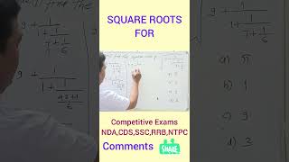SQUARE ROOTS FOR #NDA #CDS #SSC #RRB #DRDO #NTPC #competitive #class 10th #class 12th #maths