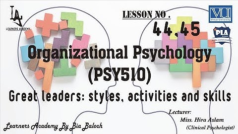Organizational Psychology (PSY510) VU Urdu/Hindi | Lecture No.44,45 | PLA By Bia Baloch