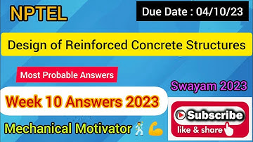 Design of Reinforced Concrete Structures | Week 10 Quiz | Assignment 10 Solution | NPTEL | SWAYAM