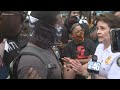 Atlanta PD Chief Erika Shields enters crowd, speaks with protesters