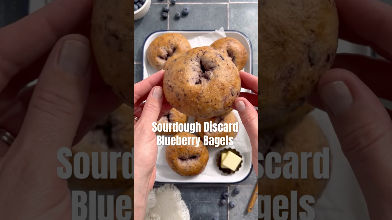 Sourdough Discard Blueberry Bagels 