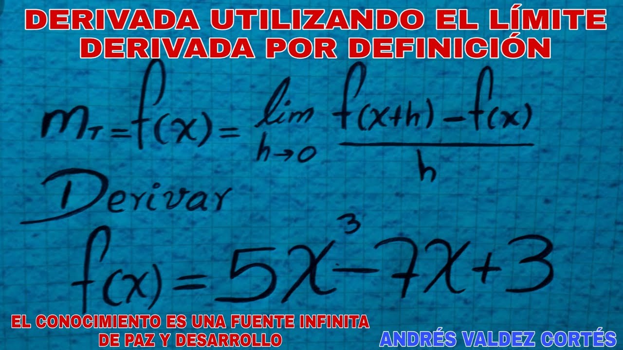 DERIVADA UTILIZANDO EL LÍMITE / DERIVADA POR DEFINICIÓN - YouTube