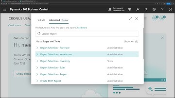 Business Central short video: Find pages and reports with advanced Tell Me search