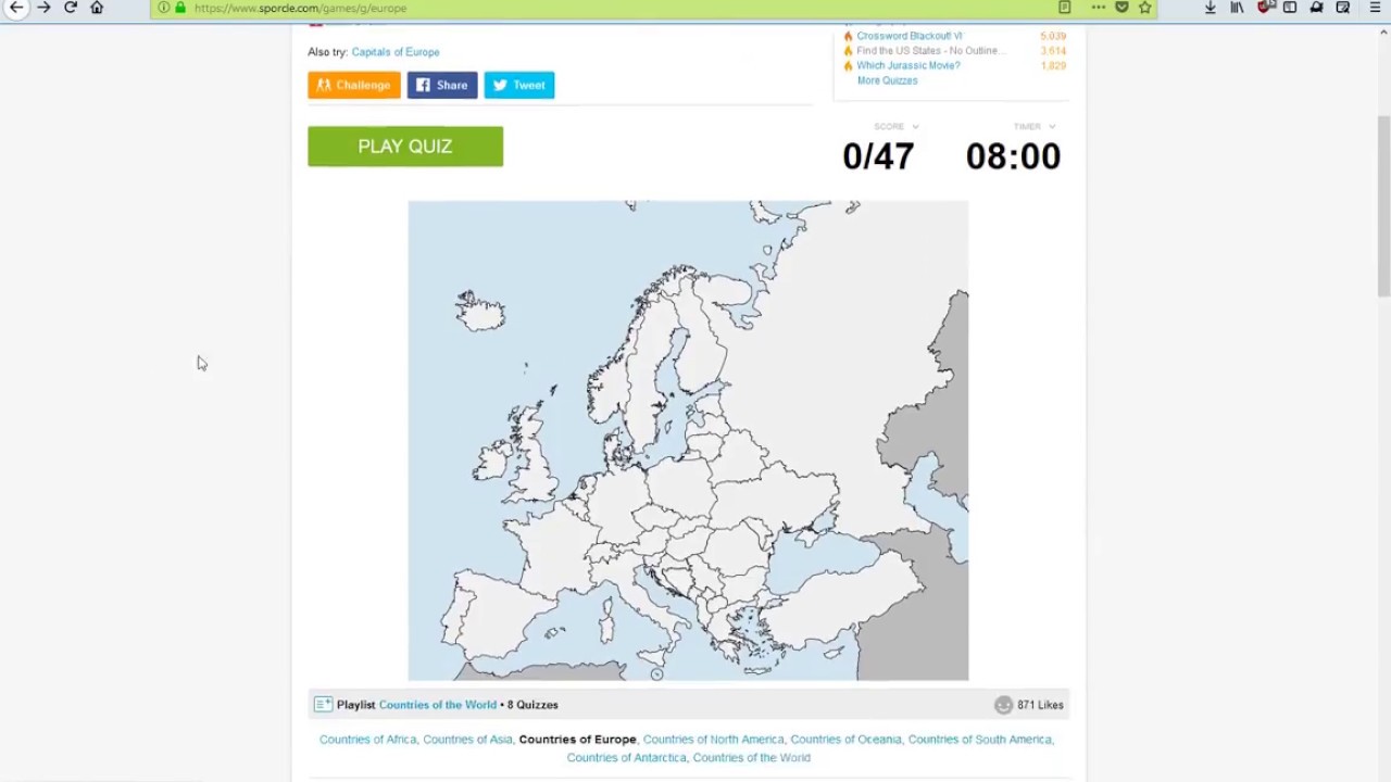 Countries of Europe Quiz [Sporcle] YouTube