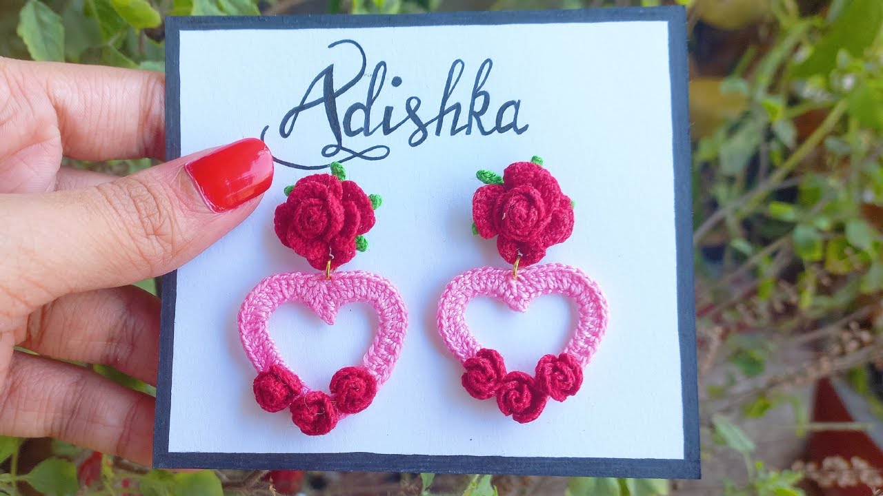 Beautiful 🌹💕 Crochet Rose Earrings for Valentine's Day | çok sevimli küçük tığ işi hediye #tutorial