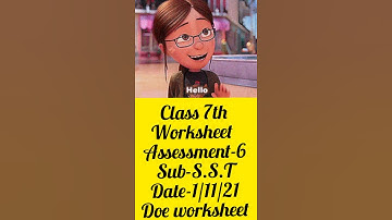 class 7th sst Assessment worksheet 06 date (01/11/21) || class 7 assessment 6 social science #shorts